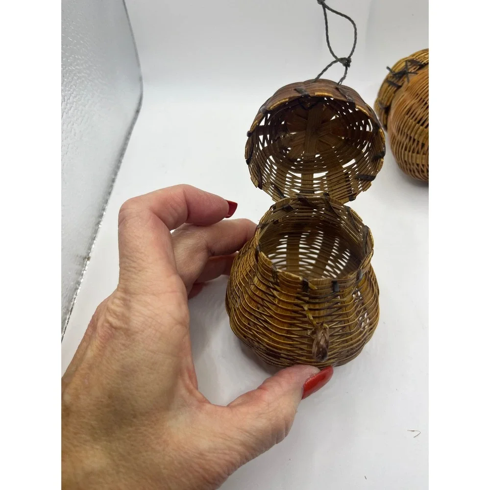 Set of 4 Mini Woven Baskets Trinket‎ Boxes Hinged Lidded